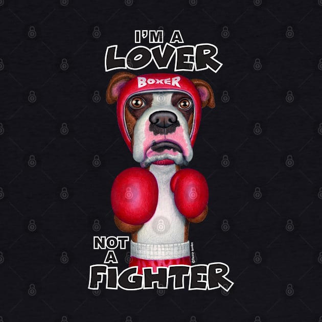 Classic Boxer Dog ready to box on Boxer with Gloves and Headgear by Danny Gordon Art